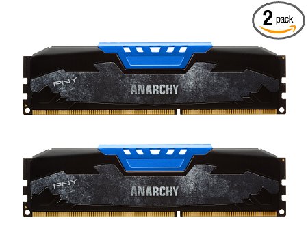 PNY Anarchy 8GB Kit 2x4GB DDR3 1600MHz PC3-12800 CL9 Desktop Memory BLUE - MD8GK2D316009AB-Z