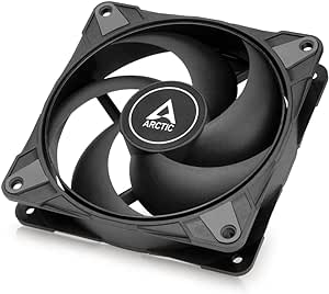 ARCTIC P12 Max - Ventilador PC 120mm, Fan 120mm, Ventilador de caja de alto rendimiento, Controlado PWM 200–3300 rpm, Optimizado para la presión estática, Modo 0dB, Rodamiento Fluidodinámico - Negro