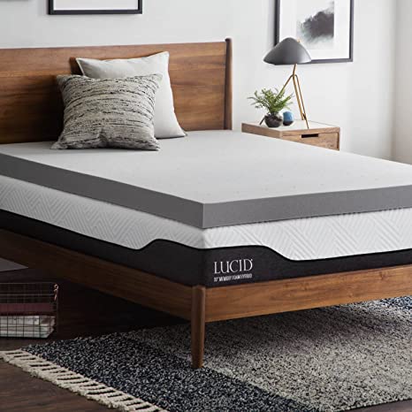 Lucid 4 Inch Bamboo Charcoal Memory Foam Mattress Topper - Twin