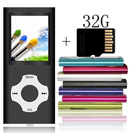 Tomameri Portable MP3 / MP4 Player with a 32 GB Micro SD Card, MP3 Player with Rhombic Button, Mini USB Port, E-Book Reader, Photo Viewer, Including Earphones and USB Cable - Black