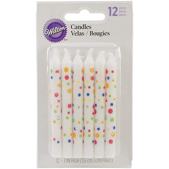 Wilton Candles, Sweet Dots Party, 12-Pack