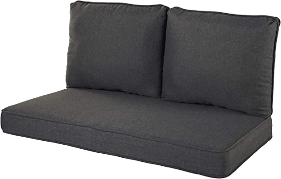 Quality Outdoor Living All Weather Deep Seating Patio Loveseat Seat and Back Cushion Set, 46-Inch by 26-Inch, Charcoal