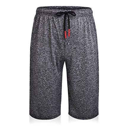 LETSQK Men's Quick-Dry Workout Gym Training Running Shorts with Zip Pockets