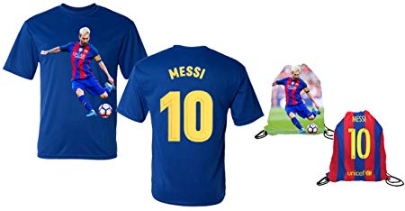 Messi Jersey Style T-Shirt Kids Lionel Messi Jersey T-Shirt Gift Set Youth Sizes ✓ Premium Quality ✓ Breathable Lightweight ✓ Soccer Backpack Gift Packaging
