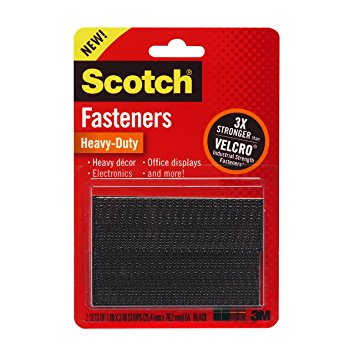 Scotch(R) Heavy-Duty Fasteners, 2 Sets of 1 x 3 Inches, Strips ,Black (RFD7091)