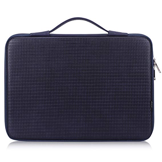FYY 12"-13.3" [Waterproof Leather] [Solid Hard Shape] Laptop Sleeve Bag Case with Inner Tuck Net Fits All 12-13.3 Inches Laptops, Notebook, MacBook Air/Pro, Tablet, iPad Navy