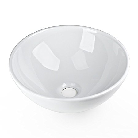 13x13" Round Bowl Porcelain Ceramic Bathroom Vessel Vanity Sink Art Basin Faucet