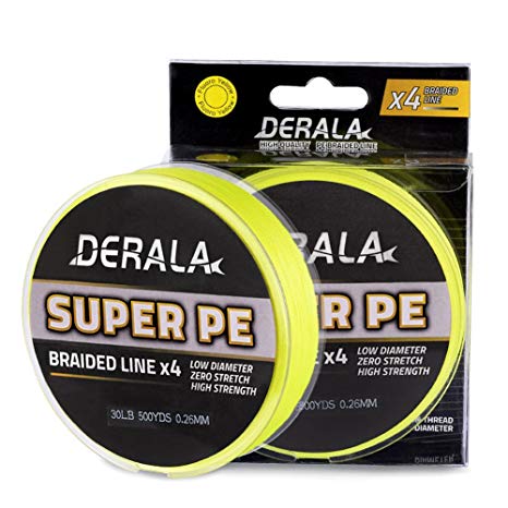 DERALA Improved SuperPower Multifilament Braided Fishing Line Incredible Abrasion Resistant 4 Strands PE Braided Lines