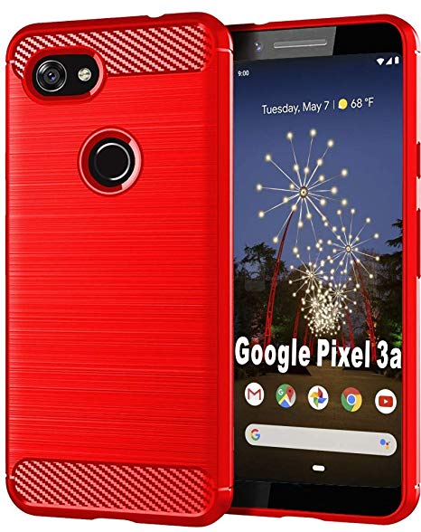 Google Pixel 3 Lite Case,Google Pixel 3a Case, HNHYGETE Soft Slim Shockproof Anti-Fingerprint Full Protective Phone Cases for Google Pixel 3 Lite (red)