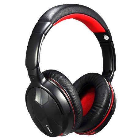 Ausdom Wired Wireless Bluetooth Stereo Headphones with Mic (Black & Red)