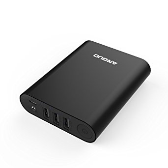 Power bank,Anguo 10400mAh Power Bank Portable Charger Powerbank 3-Ports External Battery Charger for iPhone 7 Plus 6s 6 Plus, iPad, Samsung Galaxy, Nexus, HTC and More (Black)
