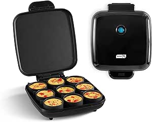 DASH Sous Vide Style Family Size Egg Bite Maker for Breakfast Bites, Sandwiches, Healthy Snacks or Desserts, Keto & Paleo Friendly (9 Servings), Black