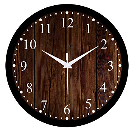 Efinito 12 inch Wooden Checkered Wall Clock for Home/Kitchen/Living Room/Bedroom