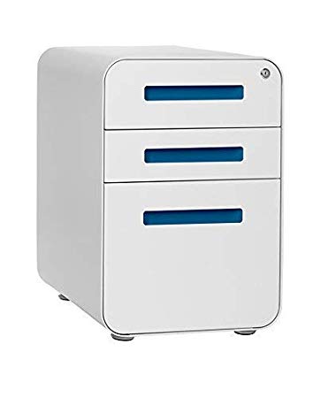 Stockpile 3-Drawer File Cabinet (White/Light Blue)