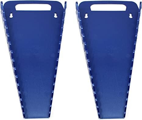 Plastic Portable Gripper 15-Tool Wrench Organizer Tray Holder (2, Blue)