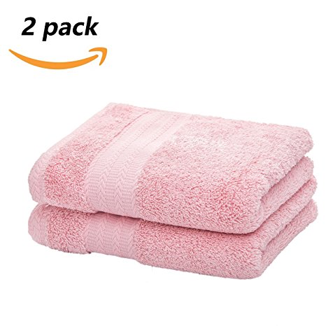 Ultra Thick & Soft Cotton Hand Towel ( Pink, 2-Pack, 14" x 29") For Bath, Hand, Face, Gym and Spa