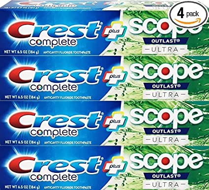 Crest Complete Whitening Plus Scope Outlast Ultra Toothpaste 6.5 oz (184g) - Pack of 4