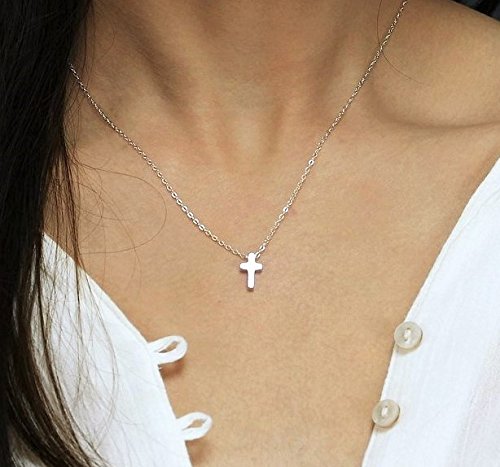 Tiny Cross Necklace / Minimal Necklace, Religious Necklace, Silver or Gold Cross Necklace from Hotmixcold