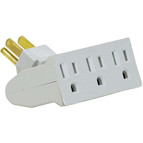 Globe Electric 3-Outlet Lateral Swivel Grounded Wall Adapter Tap, White Finish 46505