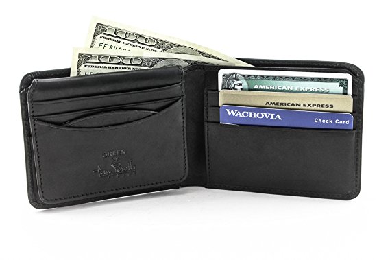 Tony Perotti Mens Italian Cow Leather Classic Bifold Wallet with ID Window Flap