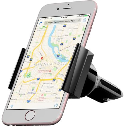 Vena AIR55 One Hand Universal Air Vent Car Mount - Adjustable Compact Design for Apple iPhone iPod Samsung LG Google Nexus Blackberry HTC Nokia Smartphone and GPS 35-63 inch