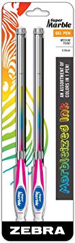 Zebra Super Marble Gel Ink Pen, 0.8mm, Assorted Colors, Marbleized Ink, 2-Count