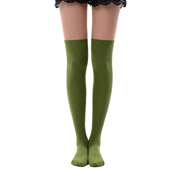 Women's Over Knee High Socks, MEIKAN Tube Dresses Fashion Cotton Thigh High Stockings Cosplay Socks 1, 3 Pairs