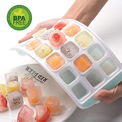 Ice Cube Trays, Ice Tray Easy-Release Silicone and Flexible 21 Ice Trays with Spill-Resistant Removable Lid, LFGB Certified and BPA Free, Stackable Durable and Dishwasher Safe