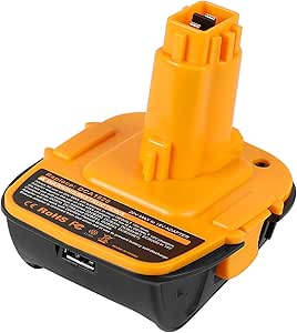 DCA1820 Battery Adapter for Dewalt 18V/20V, ASUNCELL Battery Converter for Dewalt Lithium Battery to NiCad NiMh Battery with USB Output Compatible with DCB204 DCB205 DCB206 DCB606 etc.