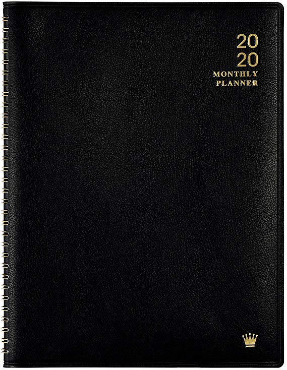 2020 Monthly Planner - Monthly Planner 2020 with Faux Leather Cover, 8.86" x 11.4", Jan - Dec, Strong Twin - Wire Binding, 12 Monthly Tabs, Inner Pocket, Perfect Organizer for Your Life