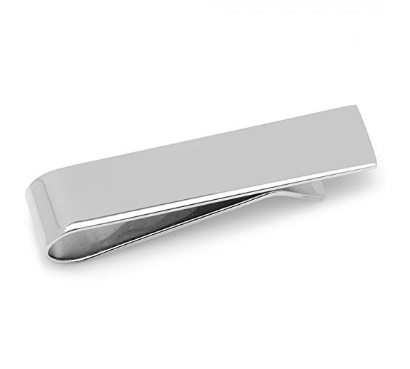 Best #1 Rated Modern Skinny Silver Tie Bar Clip, GIFT BOXED by Puentes Denver