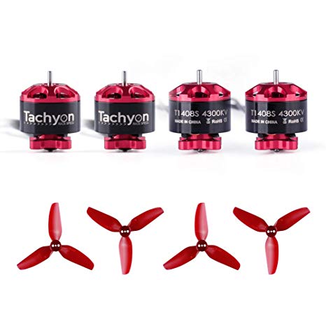 iFlight 4pcs Tachyon T1408S 4300KV 2-6S Brushless Motor with 3 Inch HQProps for 130-180mm FPV Racing Drone Micro Quadcopter Motors