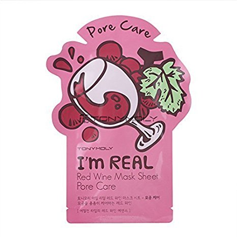 Tonymoly I'm Real Skin Care Facial Mask Sheet Package (Red Wine - Pore Care 10 Sheets)