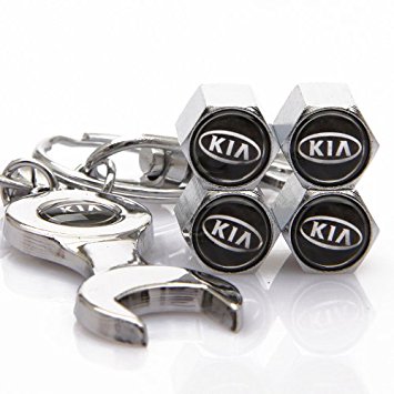 KIA Tire Valve Caps with Bonus Wrench Keychain