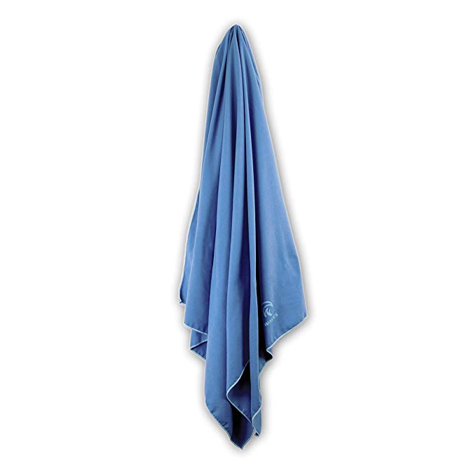 Waves Gear Quick Drying Microfiber Beach Towel, Compact Travel and Camping Towel, X-Large, Blue