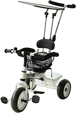 HOMCOM Kids 3 Wheels Ride-on Bike Children Metal Trikes w/Handles Brake Overhead Protective Pad