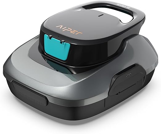 AIPER Scuba SE Robotic Pool Cleaner, Cordless Robotic Pool Vacuum, Lasts up to 90 Mins, Ideal for Above Ground Pools, Automatic Cleaning with Self-Parking Capabilities