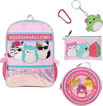 Squishmallows Crew 5 PC Youth Backpack Set