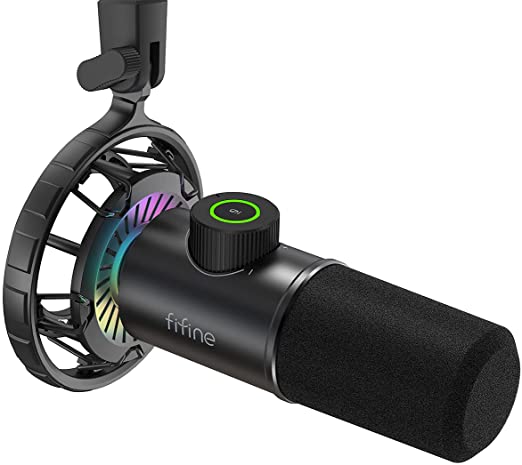 USB Gaming Microphone, FIFINE RGB Dynamic Mic for PC, with Tap-to-Mute Button, Plug & Play Cardioid Mic with Headphone Jack for Streaming, Podcast, Twitch, YouTube, Discord- K658