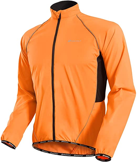 NUCKILY Mens Cycling Jacket Lightweight Windbreaker Anti-UV Jersey Windproof Water Resistant Coat Running Outdoor Sportswear