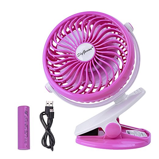 Battery Operated Clip on Fan for Baby Stroller Car Back Seat Laptop Travel Outdoors Camping ,Small Personal Fan Mini Desk Table Fan Portable Hand Held Powered by Rechargeable 2600mAh Battery or USB