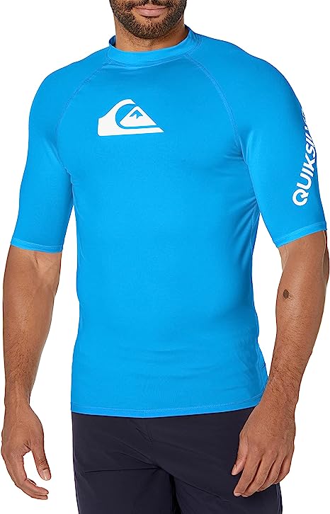 Quiksilver Mens All Time Short Sleeve Rashguard UPF 50 Sun Protection Surf Shirt