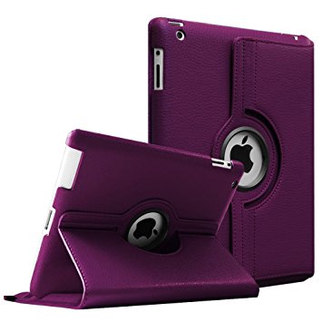 Fintie Apple iPad 2/3/4 Case - 360 Degree Rotating Stand Smart Case Cover for iPad with Retina Display (iPad 4th Generation), the new iPad 3 & iPad 2 (Automatic Wake/Sleep Feature) Purple