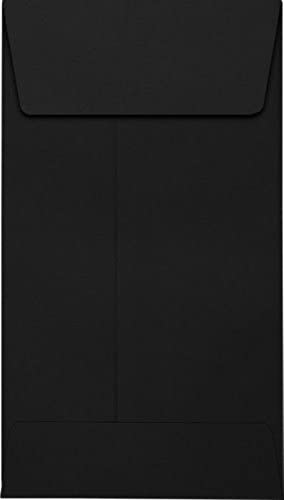 LUXPaper #5 1/2 Coin Envelopes in 80 lb. Midnight Black for Coin Collections, Seeds, Small Inventory Items, and Stamps, 50 Pack, Envelope Size 3 1/8 x 5 1/2 (Black)
