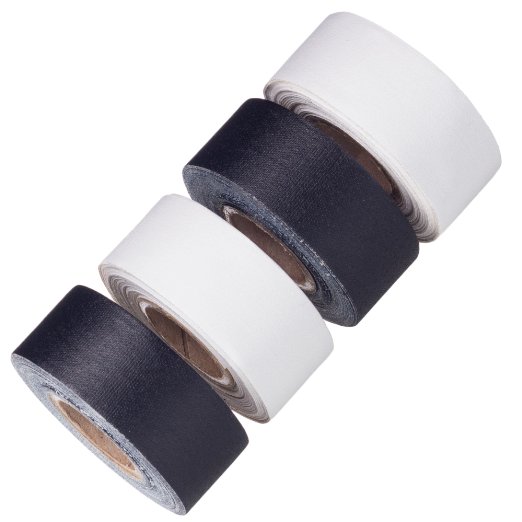 Micro Gaffer Tape Rolls by GafferPower® 1in x 8yds - Pack of 4, 11.5 mils (2 White/2 Black) Made In The USA -ProGrade -Strong Tough Compact & Lightweight -Great for Gear Bag, Multi-use For the House
