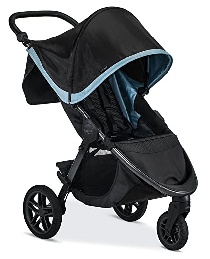 Britax B-Free Stroller, Frost - All Terrain Tires - Adjustable Handlebar - One Hand Fold - Large UV50 Canopy