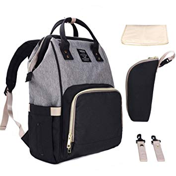 Hiday Diaper Backpack Set-Diaper bag Changing Pad Insulated Bottle Pocket Stroller Straps, Multi-Function and Stylish