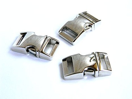 10 - 3/8" Metal Side Release (Top Curved) Buckles (Chrome/Silver) For Paracord Bracelets
