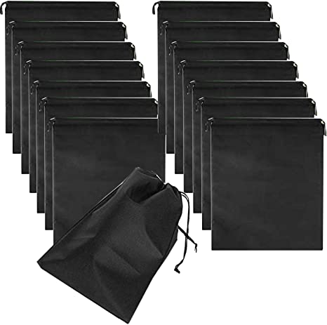 FASYACO 15 Pack Extra Large Shoe Bags Portable Travel Shoe Bags Waterproof Non-Woven Travel Storage Bag for Men Women (Black)
