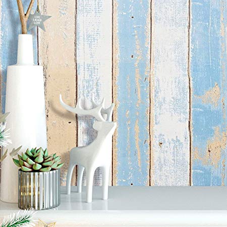 197"x17.8" Wood Wallpaper Wood Peel and Stick Wallpaper Removable Distressed Vintage Wood Plank Panel Self Adhesive Wood Grain Texture Film Faux Decorative Vinyl Shelf Drawer Liner Roll Stripes